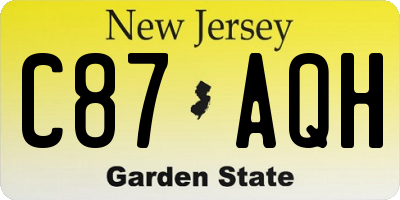 NJ license plate C87AQH