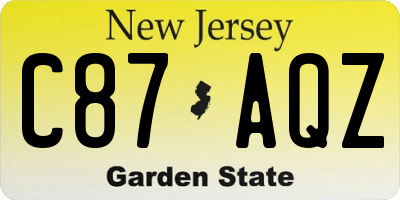 NJ license plate C87AQZ