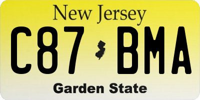 NJ license plate C87BMA