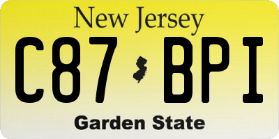 NJ license plate C87BPI