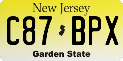 NJ license plate C87BPX