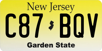 NJ license plate C87BQV
