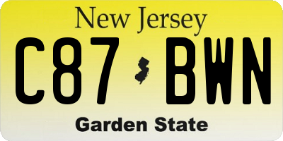 NJ license plate C87BWN