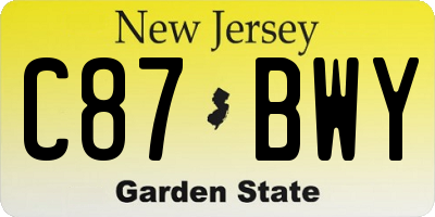 NJ license plate C87BWY