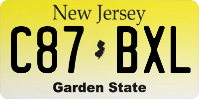 NJ license plate C87BXL