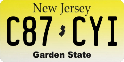 NJ license plate C87CYI