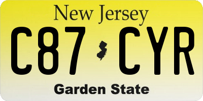 NJ license plate C87CYR