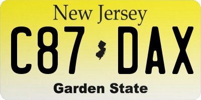 NJ license plate C87DAX