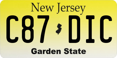 NJ license plate C87DIC