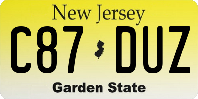 NJ license plate C87DUZ