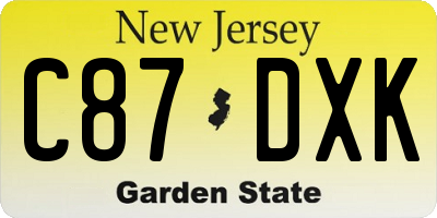 NJ license plate C87DXK