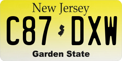 NJ license plate C87DXW