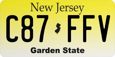 NJ license plate C87FFV