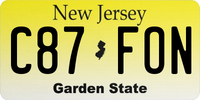 NJ license plate C87FON