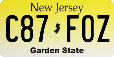 NJ license plate C87FOZ