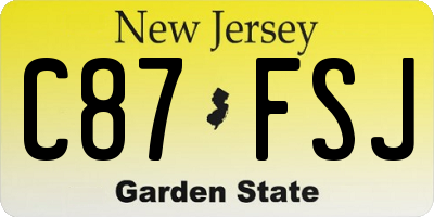 NJ license plate C87FSJ