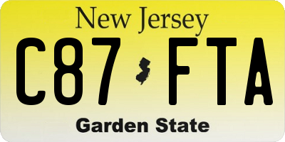 NJ license plate C87FTA