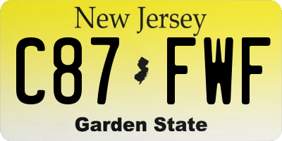 NJ license plate C87FWF