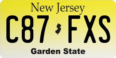 NJ license plate C87FXS