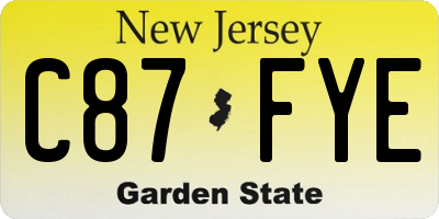 NJ license plate C87FYE