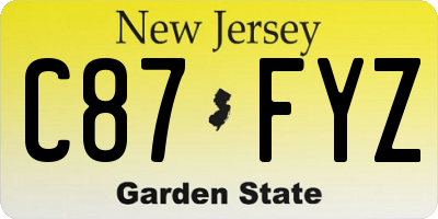 NJ license plate C87FYZ