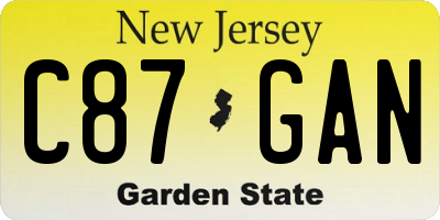 NJ license plate C87GAN
