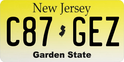 NJ license plate C87GEZ