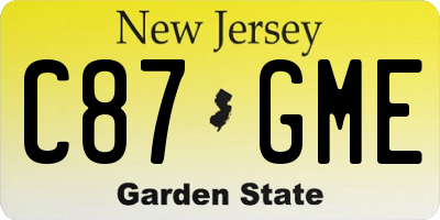 NJ license plate C87GME