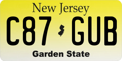 NJ license plate C87GUB