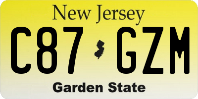 NJ license plate C87GZM