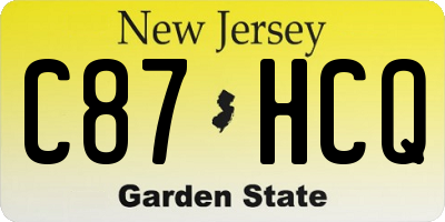 NJ license plate C87HCQ