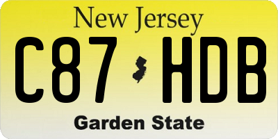 NJ license plate C87HDB