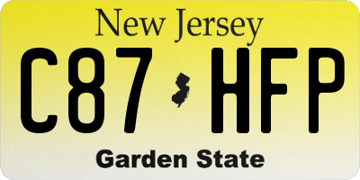 NJ license plate C87HFP