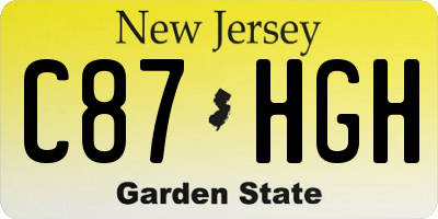 NJ license plate C87HGH