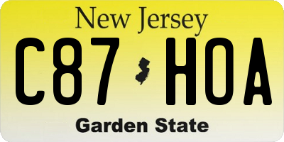 NJ license plate C87HOA