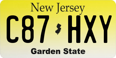 NJ license plate C87HXY