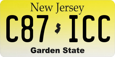 NJ license plate C87ICC