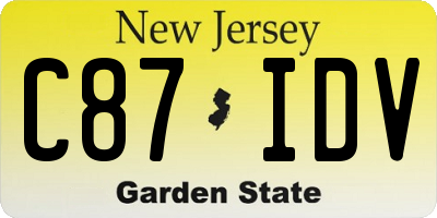 NJ license plate C87IDV