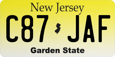 NJ license plate C87JAF