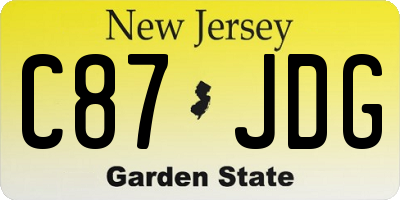 NJ license plate C87JDG