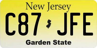 NJ license plate C87JFE