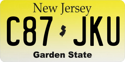 NJ license plate C87JKU
