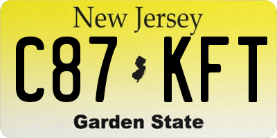 NJ license plate C87KFT