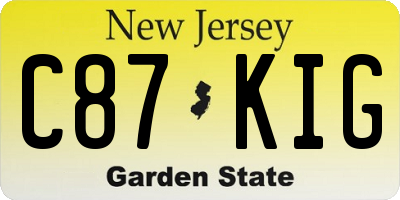 NJ license plate C87KIG