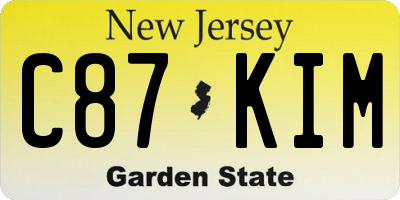 NJ license plate C87KIM