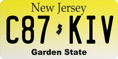 NJ license plate C87KIV