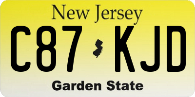 NJ license plate C87KJD