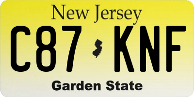 NJ license plate C87KNF