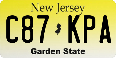 NJ license plate C87KPA