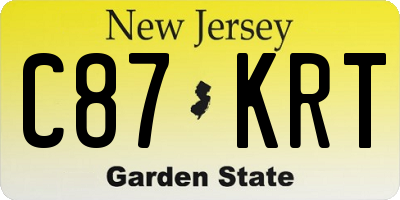 NJ license plate C87KRT